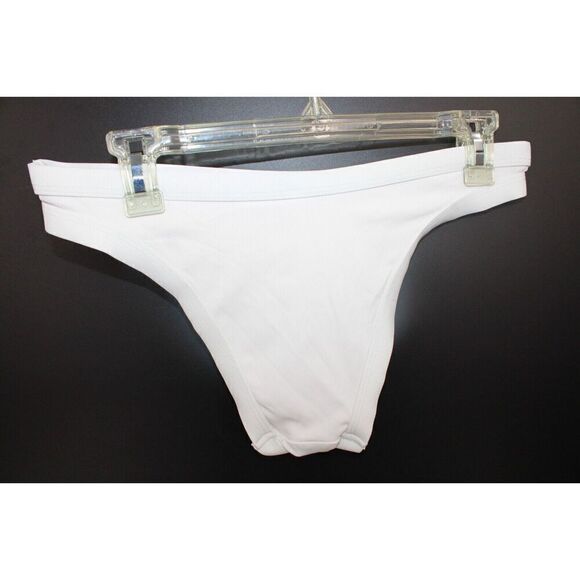 Gnash One Shoulder White Ribbed Bikini Top Sz 8 Bottom Sz 6 Swimsuit - Picture 10 of 16